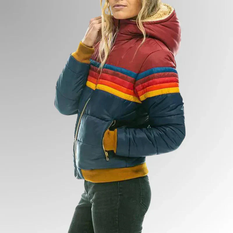 Silamodaâą | Chaqueta acolchada de rayas retro