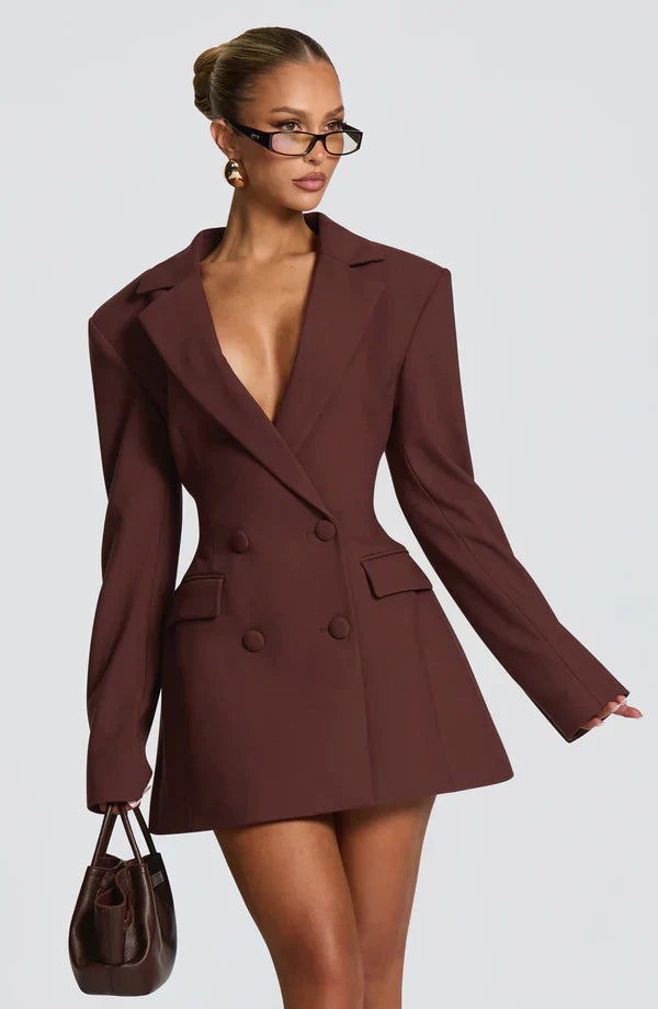Vestido mini Elvira - Marrón ciruela
